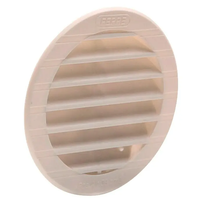 Rejilla de ventilación empotrable a tubo - 120 mm, Beige, Acrilo Styrol Butadieno (ABS) - Vista angular