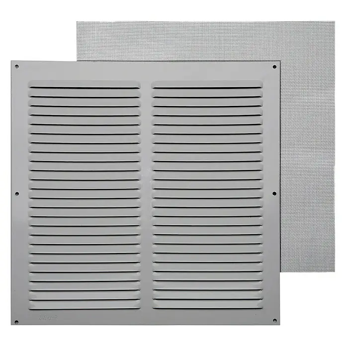 Rejilla de ventilación con mosquitera - 30 x 30 cm, Aluminio, Espesor: 0,8 mm - Vista frontal