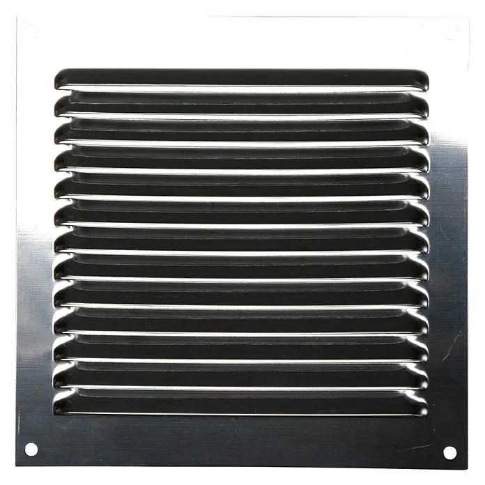 Rejilla de ventilación con mosquitera - 15 x 15 cm, Acero inoxidable, Espesor: 0,5 mm - Vista frontal