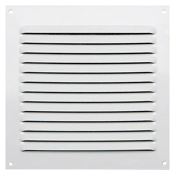 Rejilla de ventilación con mosquitera - 15 x 15 cm, Blanco, Espesor: 0,6 mm - Vista frontal