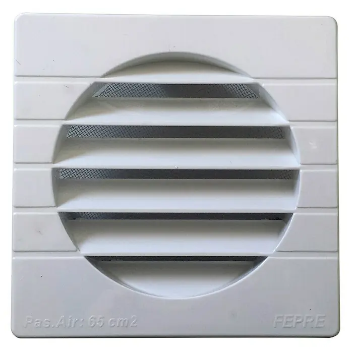Rejilla de ventilación empotrable a tubo GETM - 15 x 15 cm, Blanco, Acrilo Styrol Butadieno (ABS) - Vista frontal