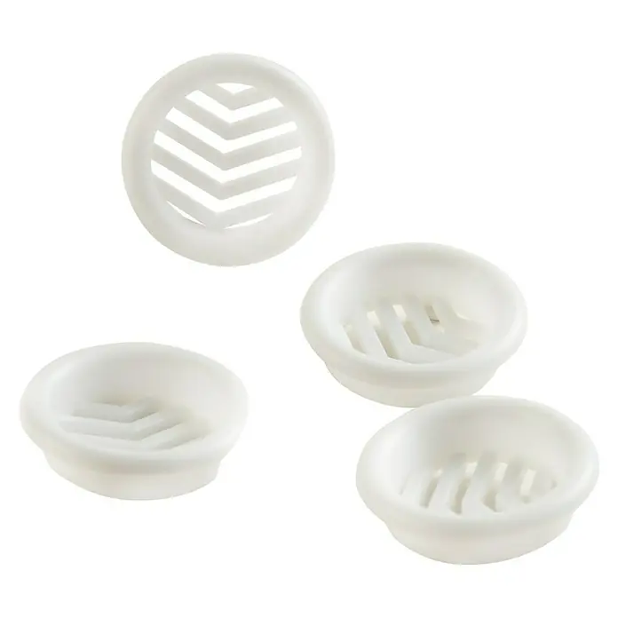 Rejilla de ventilación kit encastrable - Diámetro: 40 mm, Blanco, Acrilo Styrol Butadieno (ABS), 4 ud. - Vista angular