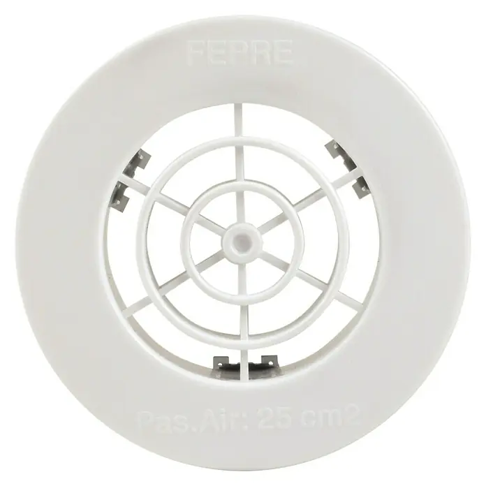 Rejilla de ventilación empotrable a tubo GAT - 144 mm, Blanco, Acrilo Styrol Butadieno (ABS) - Vista frontal