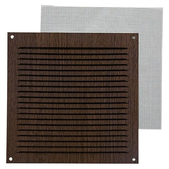Rejilla de ventilación con mosquitera - 17 x 17 cm, Sapelly, Espesor: 0,6 mm - Vista frontal