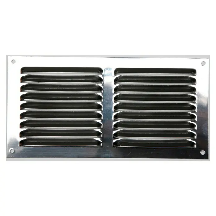 Rejilla de ventilación con mosquitera - 20 x 10 cm, Acero inoxidable, Espesor: 0,5 mm - Vista frontal