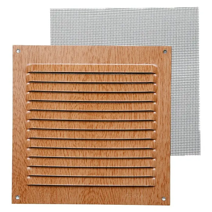 Rejilla de ventilación con mosquitera - 15 x 15 cm, Haya, Espesor: 0,6 mm - Vista frontal