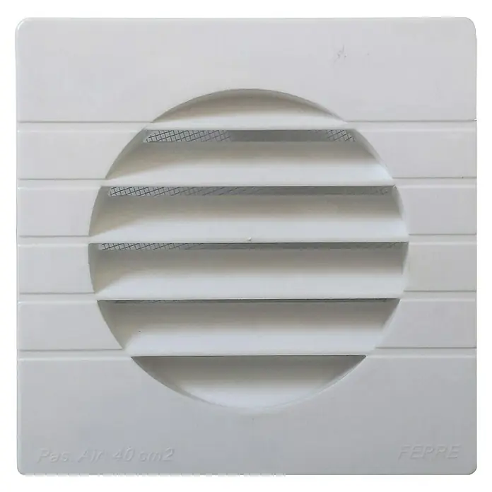 Rejilla de ventilación empotrable a tubo GETM - 14 x 14 cm, Blanco, Acrilo Styrol Butadieno (ABS) - Vista frontal