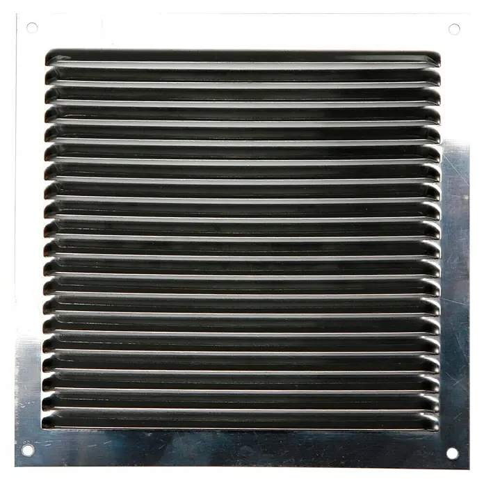 Rejilla de ventilación con mosquitera - 17 x 17 cm, Acero inoxidable, Espesor: 0,5 mm - Vista frontal