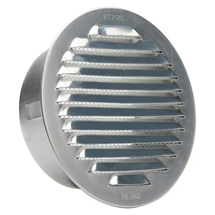 Rejilla de ventilación empotrable con mosquitera - 150 mm, Aluminio, Aluminio - Vista angular