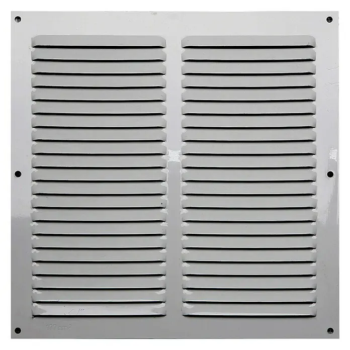 Rejilla de ventilación con mosquitera - 25 x 25 cm, Aluminio, Espesor: 0,8 mm - Vista frontal