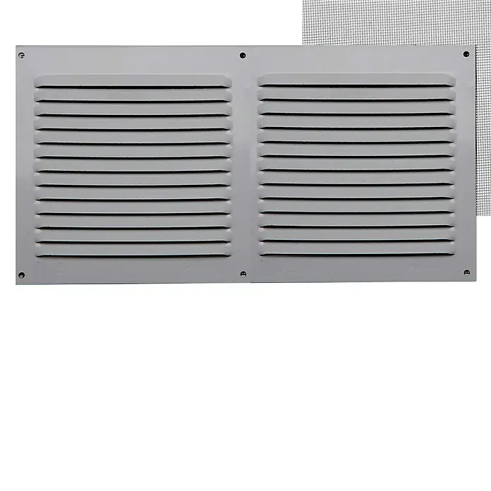 Rejilla de ventilación con mosquitera - 30 x 15 cm, Aluminio, Espesor: 0,8 mm - Vista frontal