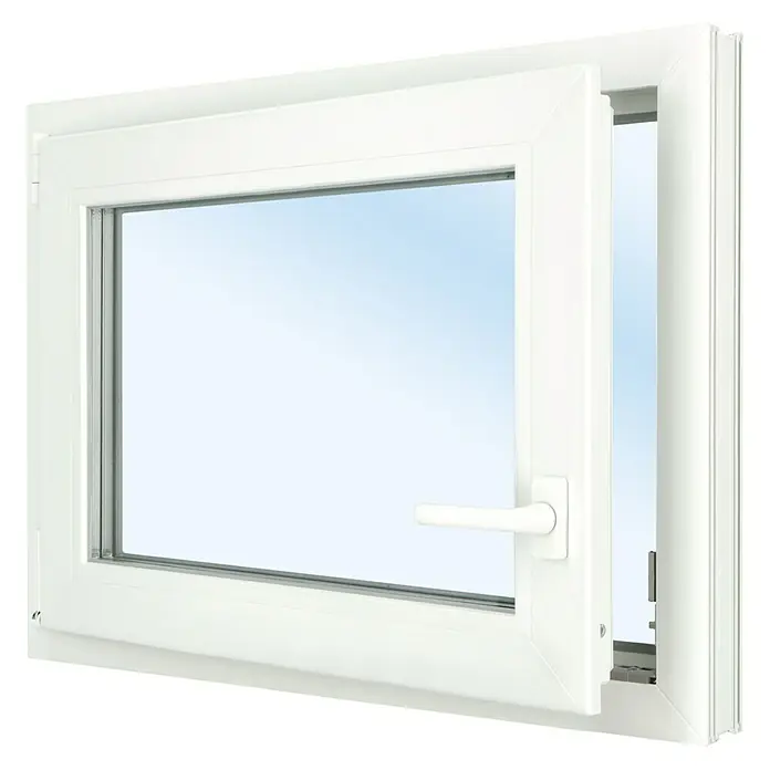 Solid Elements Kunststofffenster Eco Line - B x H: 80 x 60 cm, DIN Anschlag: Links, Weiß - Diagonale Ansicht