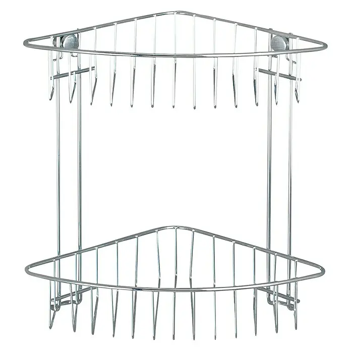 Wenko Classic Eckduschkorb - L x B x H: 19,5 x 26,5 x 26,5 cm, Verchromt - Vorderansicht