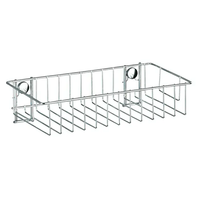 Wenko Classic Duschkorb - L x B x H: 14 x 24 x 6,5 cm, Edelstahl, Verchromt - Diagonale Ansicht