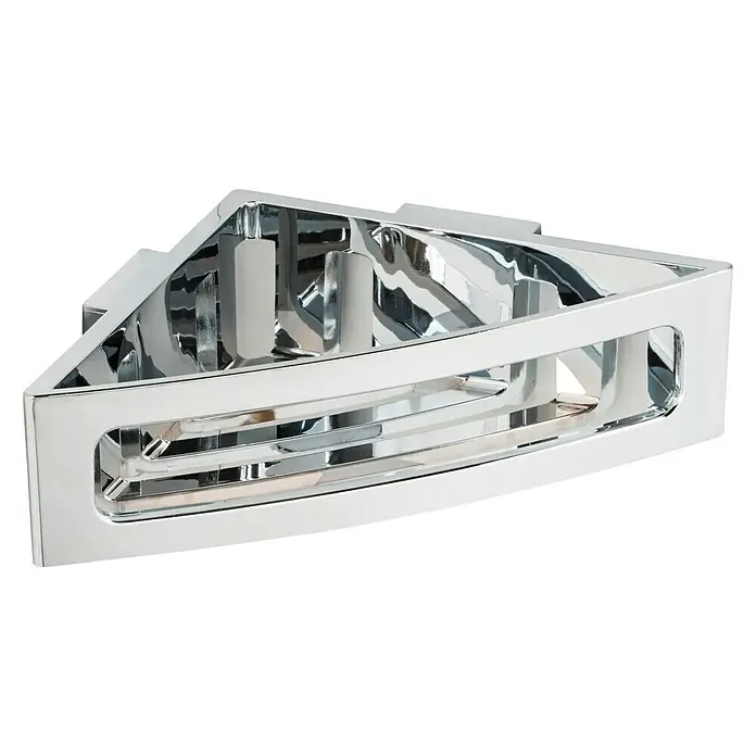 Wenko Eckduschkorb Power-Loc® Bralia - 19,5 x 34,5 x 8,5 cm, Chrom, Glänzend - Diagonale Ansicht