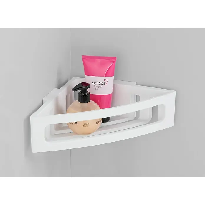 Wenko Eckduschkorb Power-Loc® Bralia - 19,5 x 34,5 x 8,5 cm, Weiß, Matt - Stimmungsaufnahme