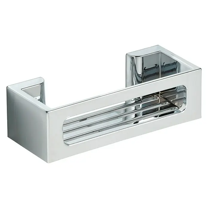 Wenko Duschkorb Power-Loc® Bralia - 12 x 30 x 8,5 cm, Chrom, Glänzend - Diagonale Ansicht