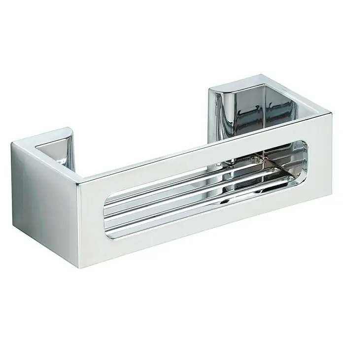 Wenko Duschkorb Power-Loc® Bralia - 12 x 30 x 8,5 cm, Chrom, Glänzend - Diagonale Ansicht