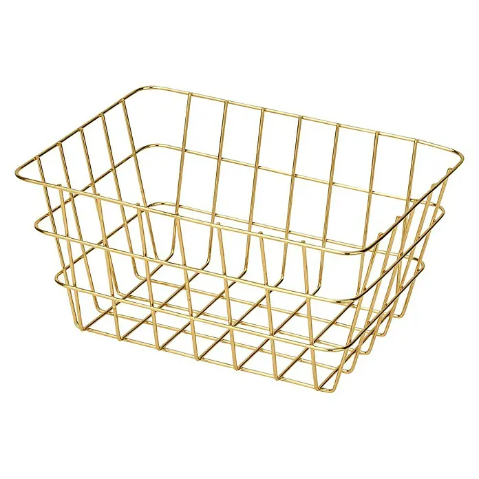 Wenko Bad-Aufbewahrungskorb Viana - L x B x H: 12 x 18 x 25 cm, Metall, Gold - Diagonale Ansicht