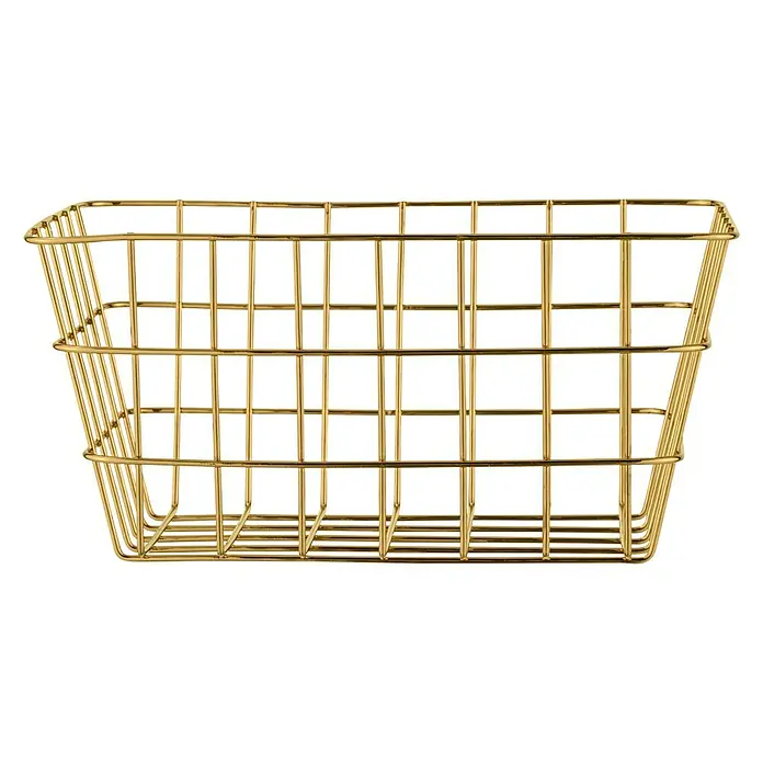 Wenko Bad-Aufbewahrungskorb Viana - L x B x H: 12 x 18 x 25 cm, Metall, Gold - Vorderansicht