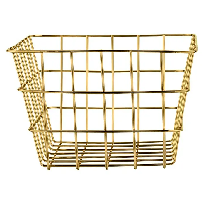 Wenko Bad-Aufbewahrungskorb Viana - L x B x H: 12 x 18 x 25 cm, Metall, Gold - Vorderansicht