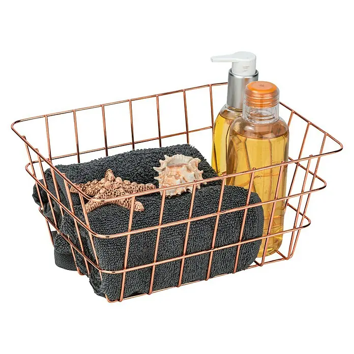 Wenko Bad-Aufbewahrungskorb Viana - L x B x H: 12 x 18 x 25 cm, Metall, Kupfer - Anwendungsbeispiel