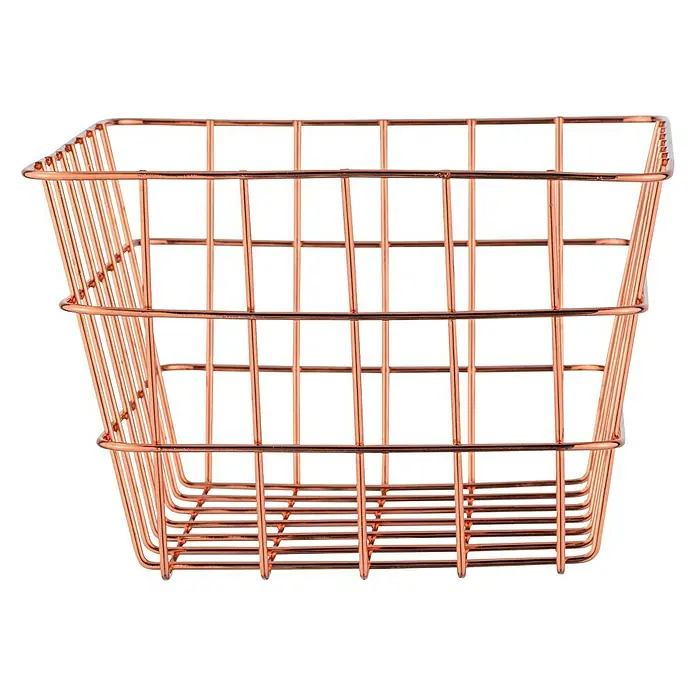 Wenko Bad-Aufbewahrungskorb Viana - L x B x H: 12 x 18 x 25 cm, Metall, Kupfer - Linke Seitenansicht