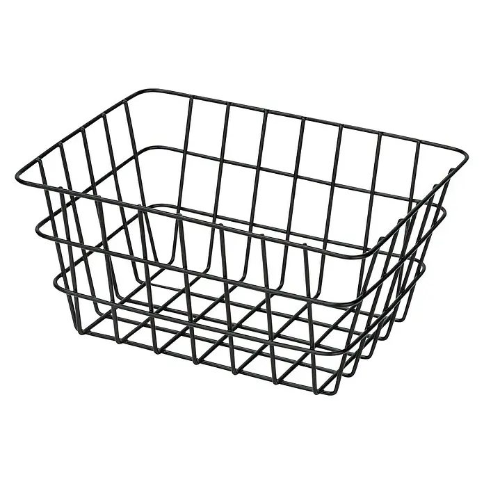 Wenko Bad-Aufbewahrungskorb Viana - L x B x H: 12 x 18 x 25 cm, Metall, Schwarz - Diagonale Ansicht