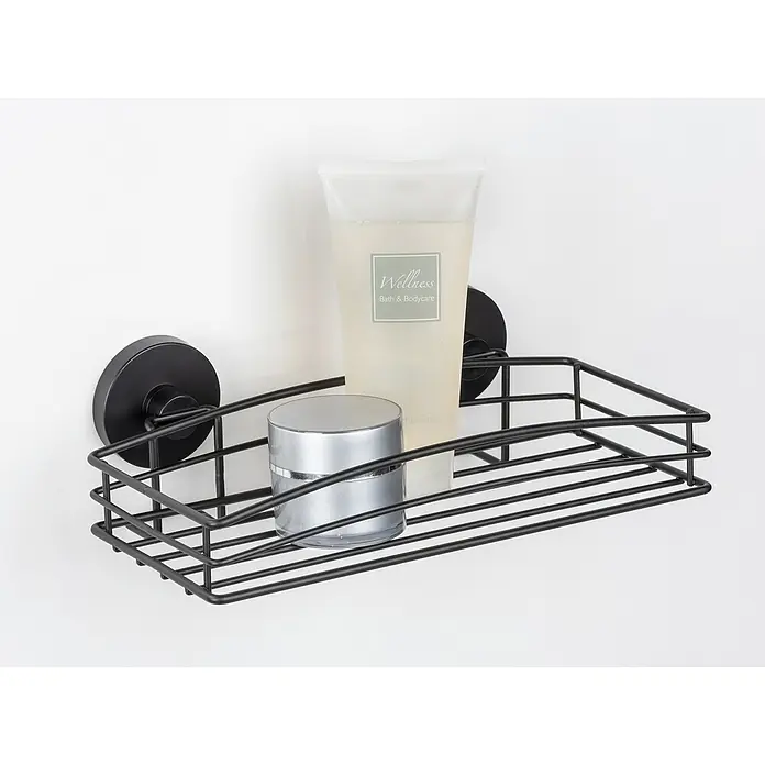 Wenko Loc Duschkorb - L x B x H: 14 x 26 x 6,5 cm, Schwarz, Lackiert - Stimmungsaufnahme