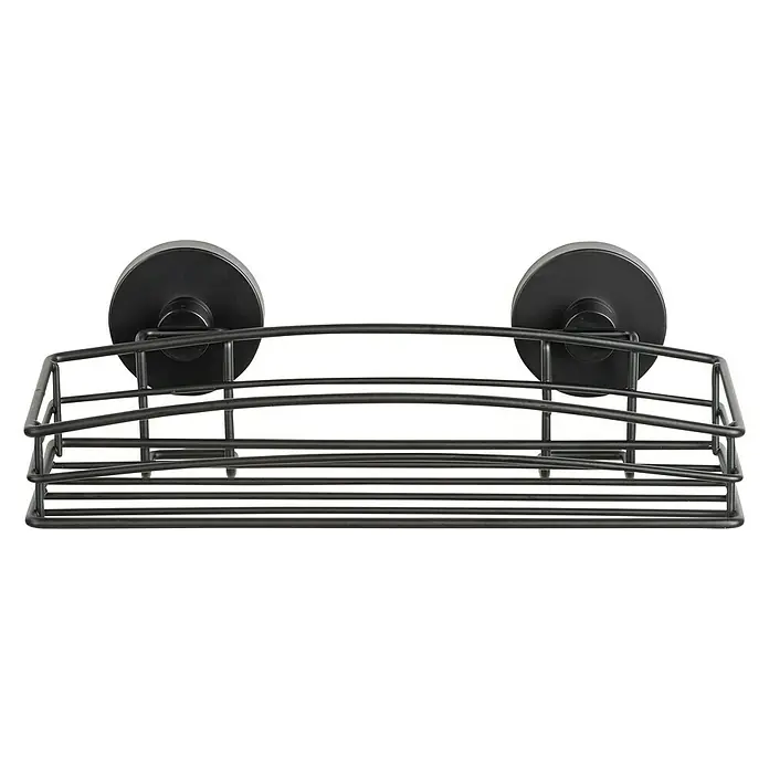 Wenko Loc Duschkorb - L x B x H: 14 x 26 x 6,5 cm, Schwarz, Lackiert - Vorderansicht