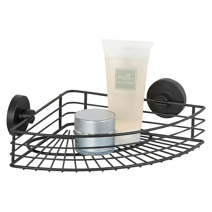 Wenko Eckduschkorb Bari - L x B x H: 22,5 x 35 x 9 cm, Schwarz, Lackiert - Anwendungsbeispiel