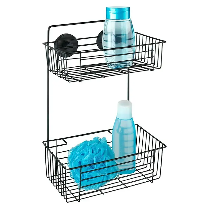 Wenko Duschkorb Bari - L x B x H: 17 x 26 x 38 cm, Schwarz, Matt - Anwendungsbeispiel