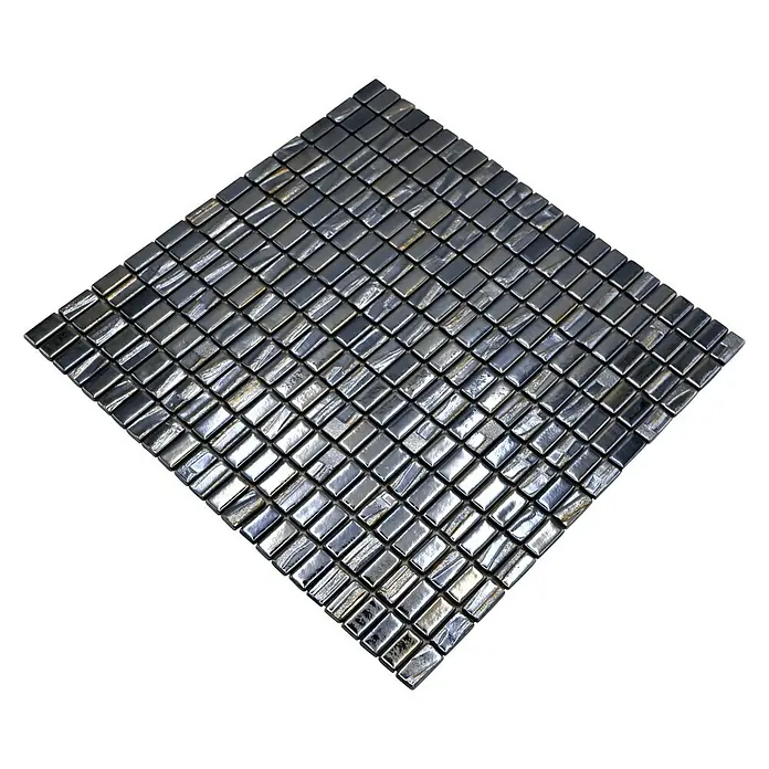 Mozaïektegel Rechthoek Eco Uni JULIA 09 - 31,5 x 31,7 cm, Zwart, Glanzend - Diagonaal zicht