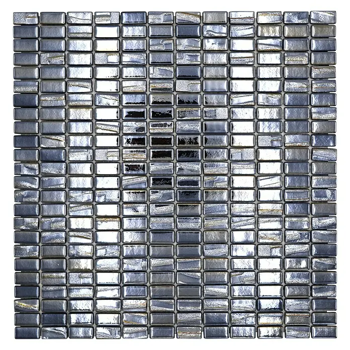 Mozaïektegel Rechthoek Eco Uni JULIA 09 - 31,5 x 31,7 cm, Zwart, Glanzend - Bovenaanzicht