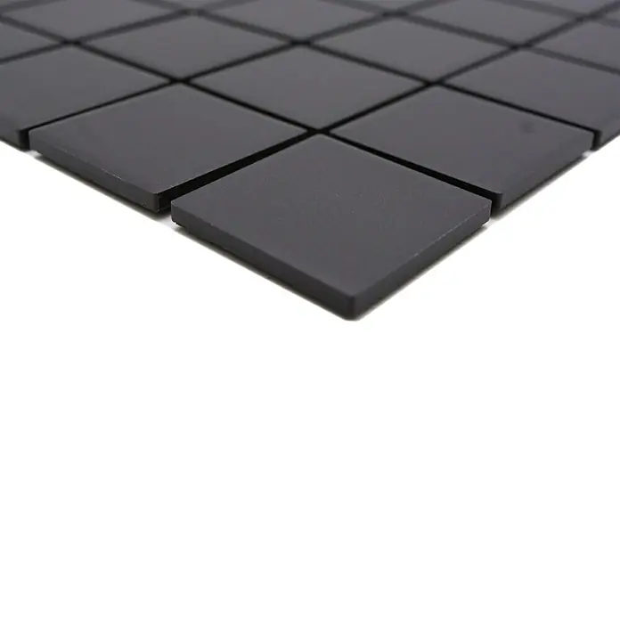 Mozaïektegel vierkant Uni CU 223 - 29,8 x 29,8 cm, Zwart, Mat - Close-up