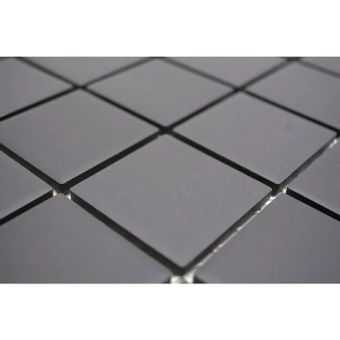 Mozaïektegel vierkant Uni CU 223 - 29,8 x 29,8 cm, Zwart, Mat - Close-up