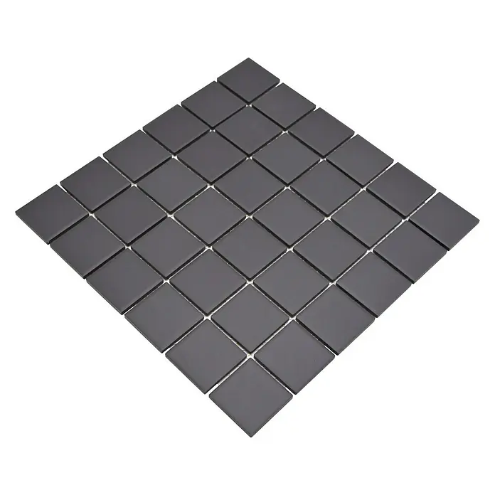 Mozaïektegel vierkant Uni CU 223 - 29,8 x 29,8 cm, Zwart, Mat - Diagonaal zicht