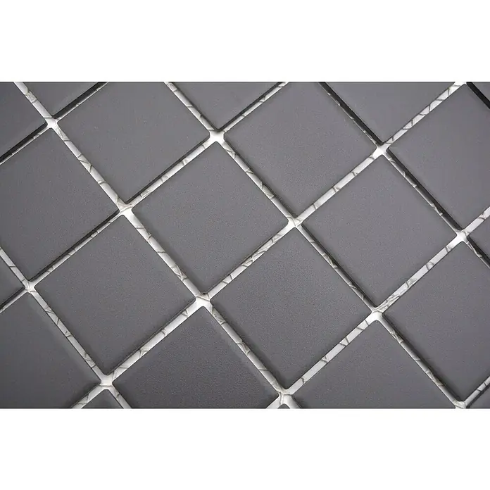 Mozaïektegel vierkant Uni CU 223 - 29,8 x 29,8 cm, Zwart, Mat - Close-up