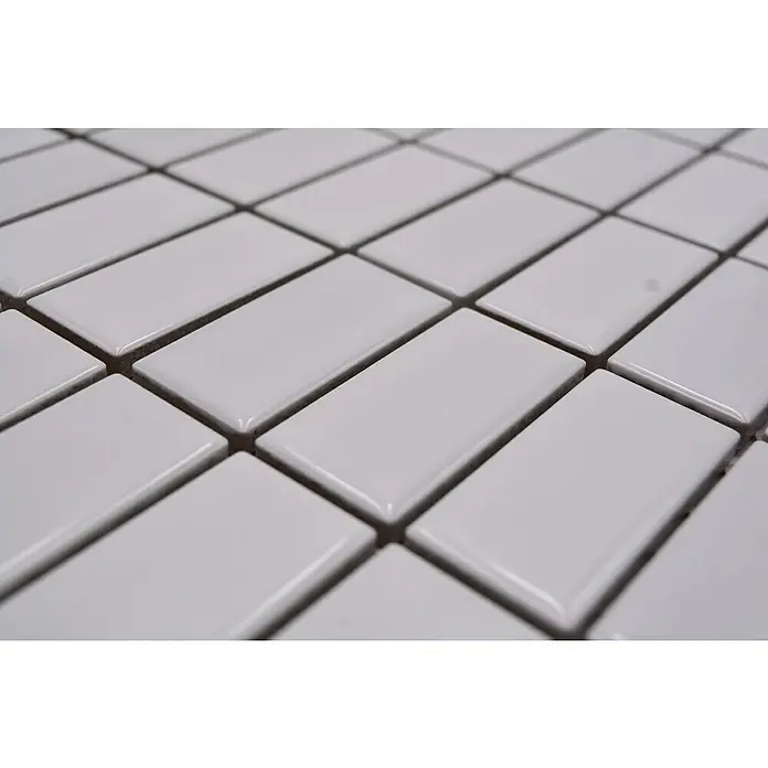 Mozaïektegel rechthoek Architecture ST 370 - 29,8 x 29,8 cm, Wit, Glanzend - Close-up