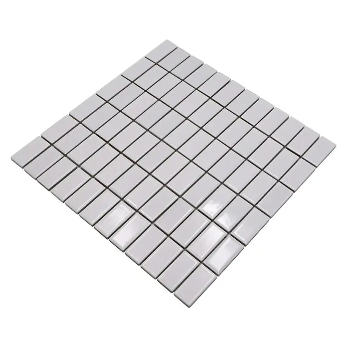Mozaïektegel rechthoek Architecture ST 370 - 29,8 x 29,8 cm, Wit, Glanzend - Diagonaal zicht