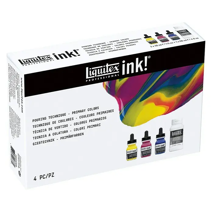 Liquitex Professional Zeichentinten-Set Technik - 3 Stk. x 30 ml, Flasche mit Tropfpipette - Diagonale Ansicht