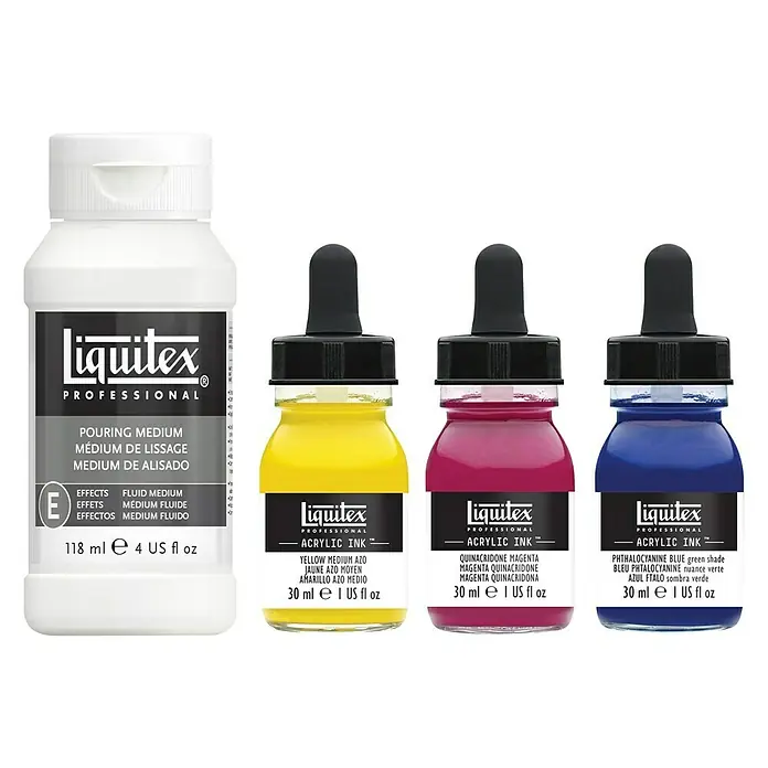 Liquitex Professional Zeichentinten-Set Technik - 3 Stk. x 30 ml, Flasche mit Tropfpipette - Vorderansicht
