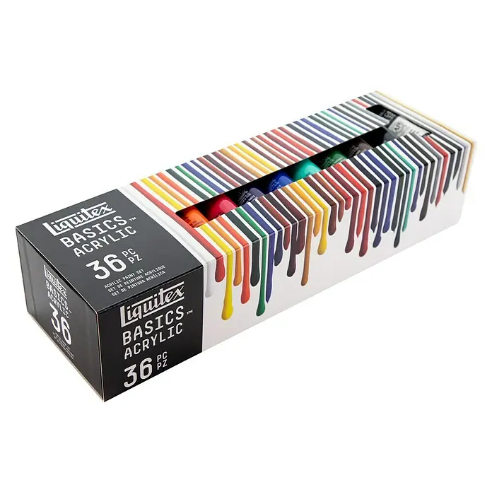 Liquitex Basics Acrylfarben-Set - 36 Stk. x 22 ml, Tube - Diagonale Ansicht