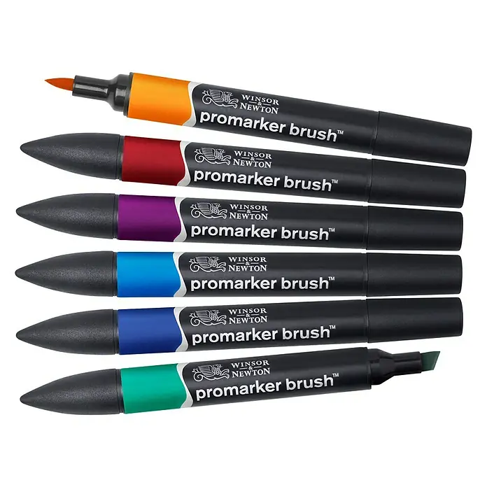Winsor & Newton Brushmarker-Set - Reiche Töne, 6 -tlg. - Linke Seitenansicht