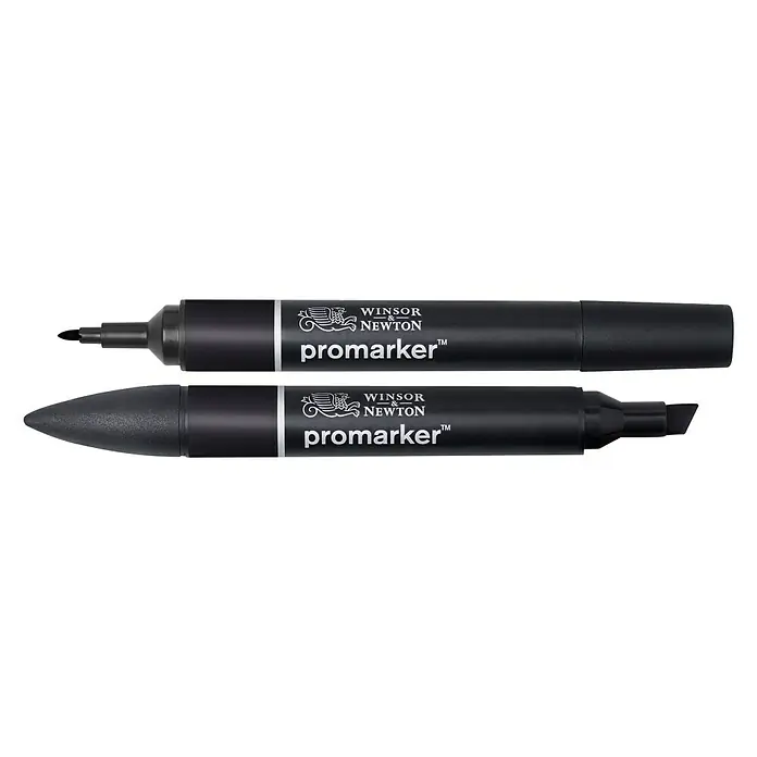 Winsor & Newton Promarker-Set - Schwarz, 2 Stk., 2 Spitzen - Linke Seitenansicht