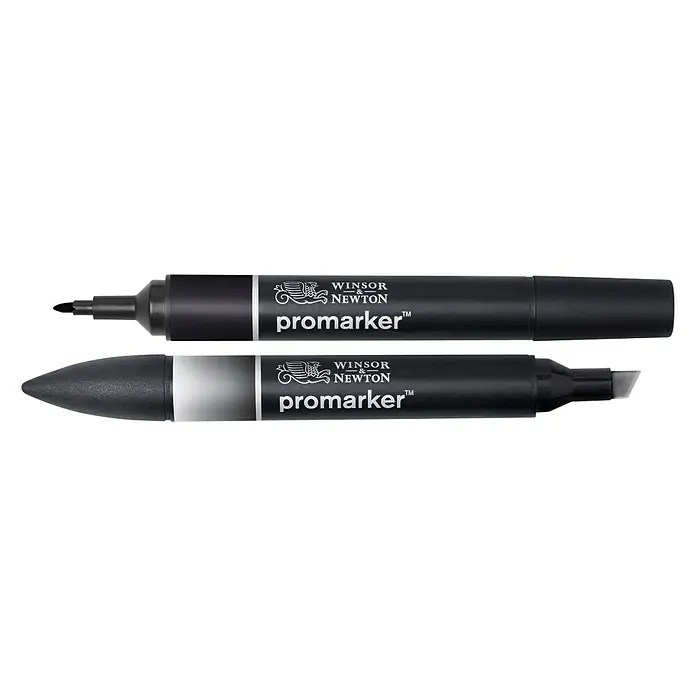 Winsor & Newton Promarker-Set - Schwarz/Farblos, 2 -tlg., 2 Spitzen - Linke Seitenansicht
