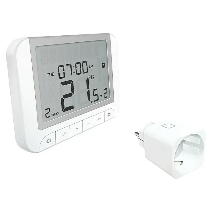 Funk-Raumthermostat Plus - 2 -tlg., Zeitschaltuhrfunktion - Diagonale Ansicht