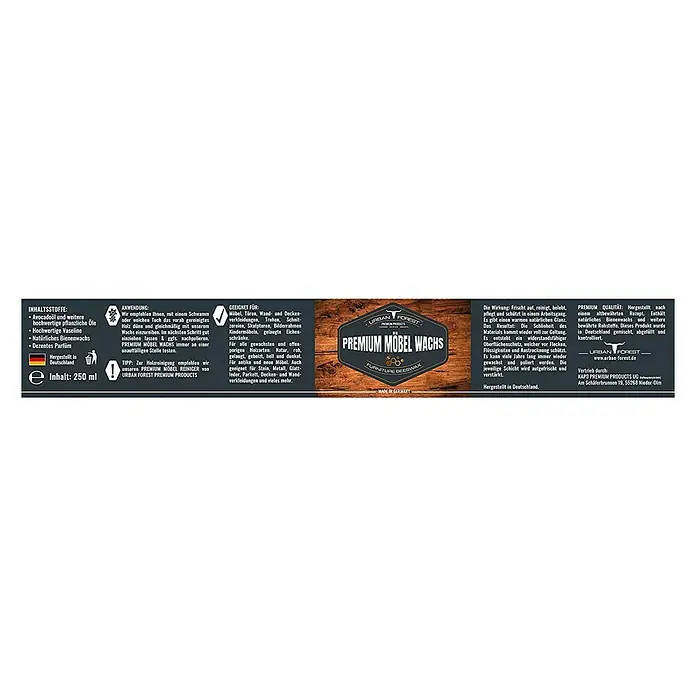 Urban Forest Premium Möbelwachs - 250 ml - Draufsicht