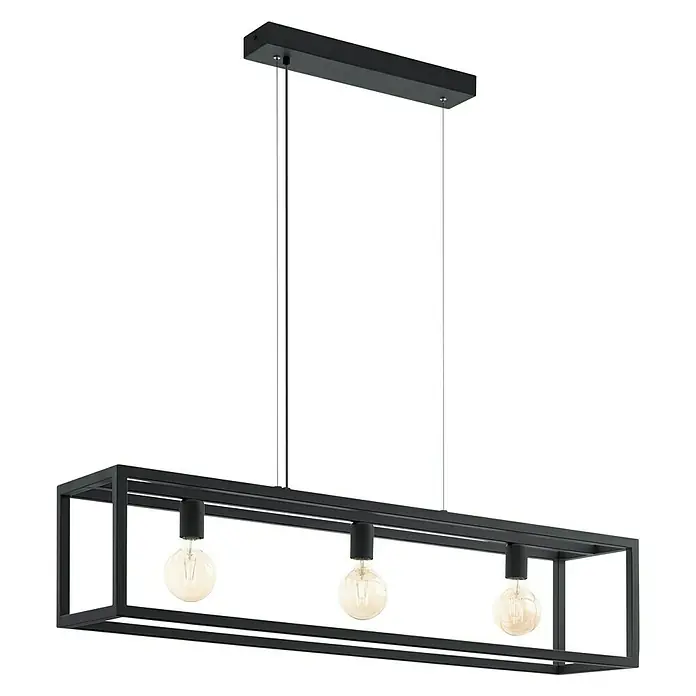 Eglo Hanglamp Elswick - 180 W, l x b x h: 110 x 25 x 150 cm, Zwart, E27 - Diagonaal zicht