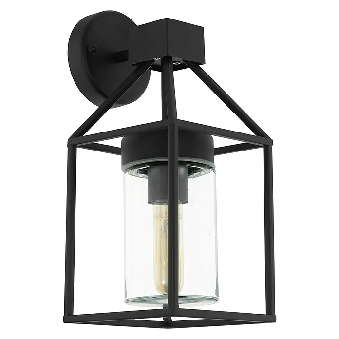 Eglo Wandlamp voor buiten Trecate - 60 W, Zwart, Helder, IP44 - Diagonaal zicht